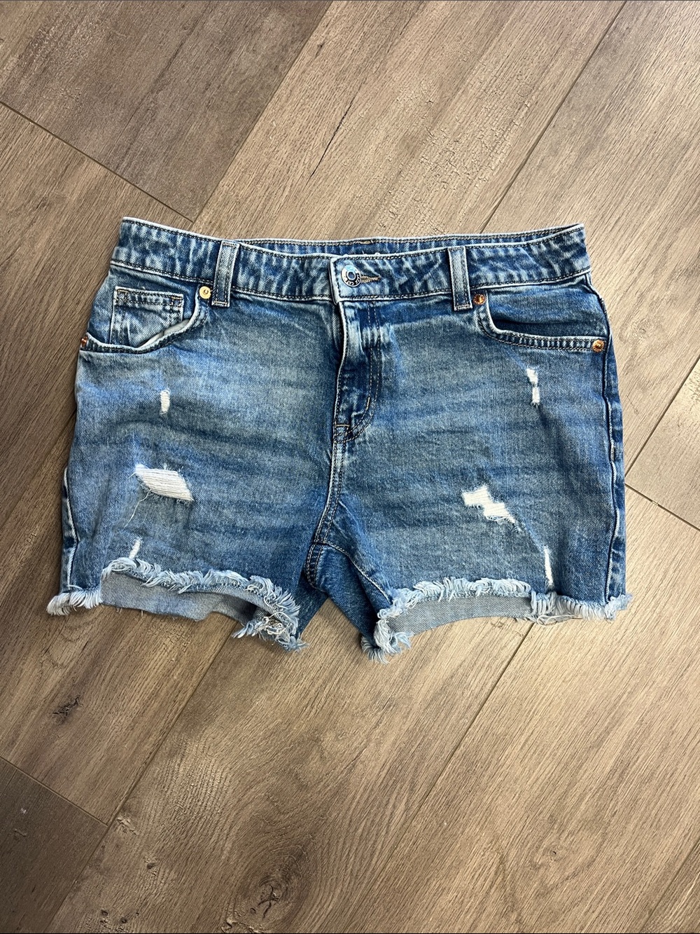 Cat & Jack Distressed Blue Denim Shorts with Frayed Hem